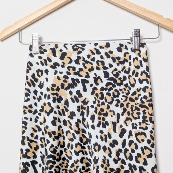 BABATON Only Slip Satin Midi Skirt Leopard Print Long Size 00 Aritzia - Picture 9 of 12